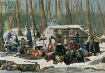 Amerikanische Waldszene, graviert von Nathaniel Currier (1813-1888) 1856